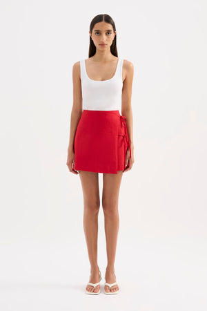 Lotta Linen Mini Skirt - Vermillion