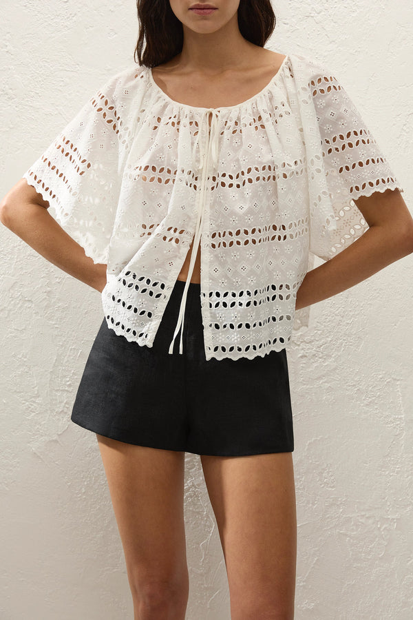 Mitla Top Rosa Broderie - White