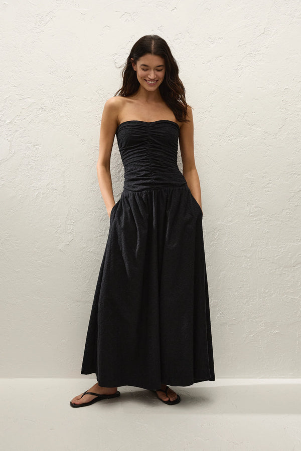 Lia Maxi Dress Valentina Broderie - Black