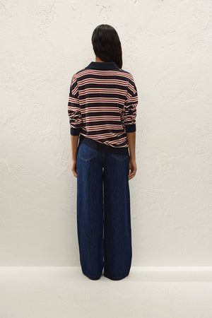 Harlow Oversized Polo - Cila Stripe Navy