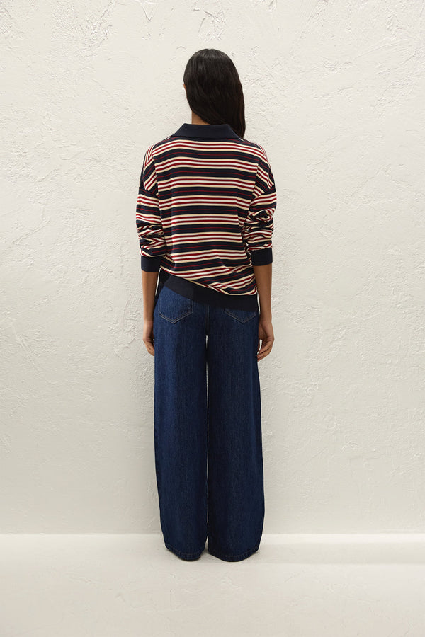 Harlow Oversized Polo - Cila Stripe Navy