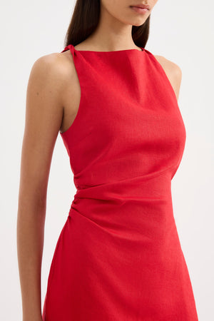 Lotta Linen Mini Dress - Vermillion