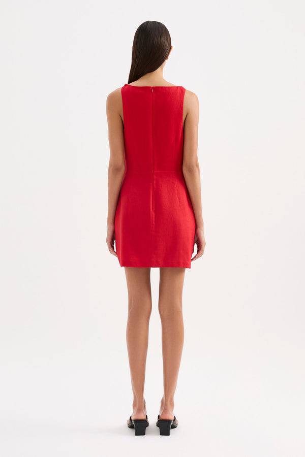 Lotta Linen Mini Dress - Vermillion