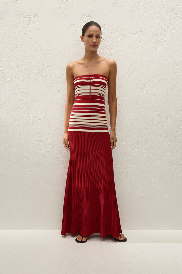 Valmir Maxi Dress - Valdemar Stripe Red Ochre