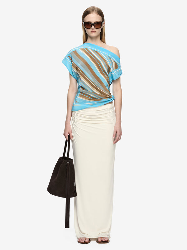 Elaris Drape Top - Sandalwood Stripe