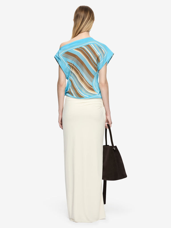 Elaris Drape Top - Sandalwood Stripe
