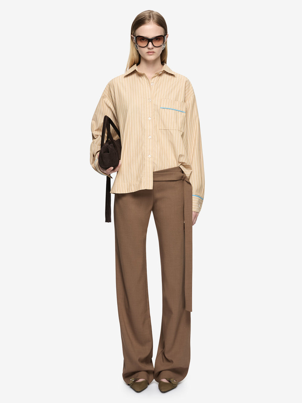 Zanda Shirt - Tan Pinstripe