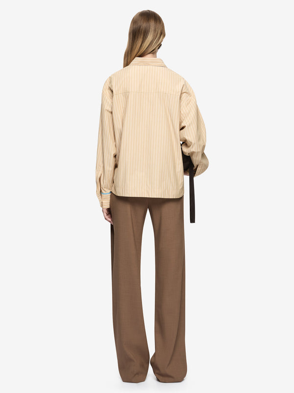 Zanda Shirt - Tan Pinstripe