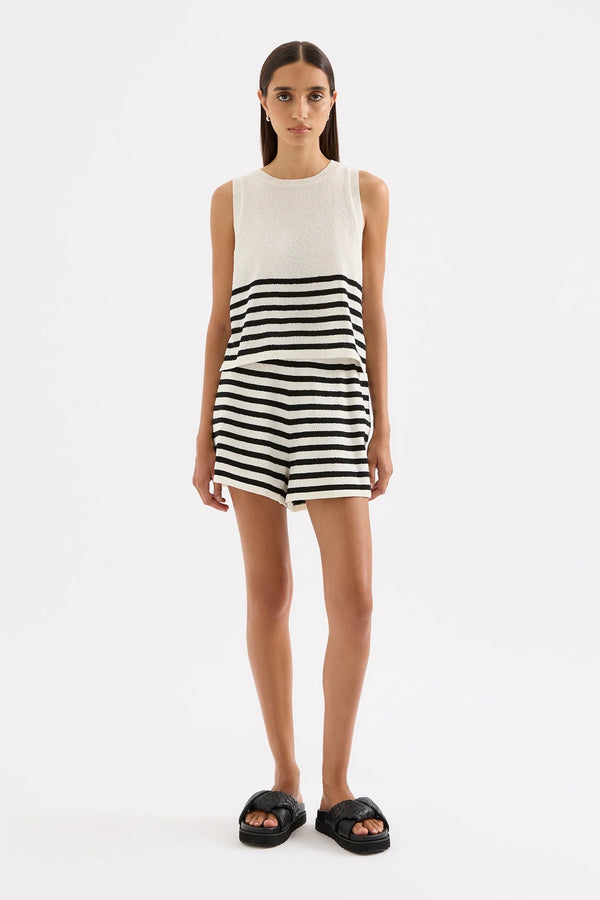 Marika Knit short - Black Stripe