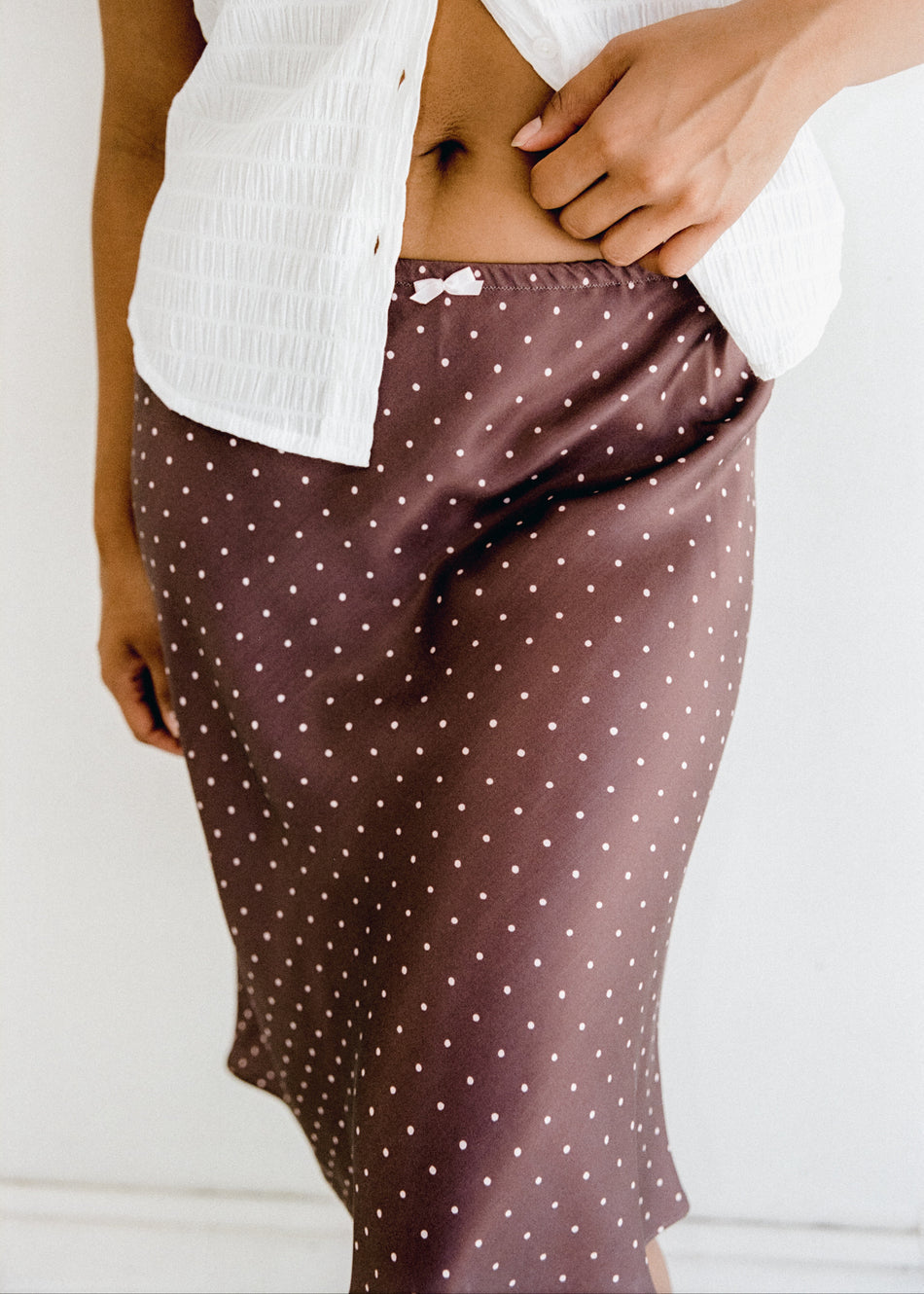 Mabel Bias Skirt - Cocoa Polka