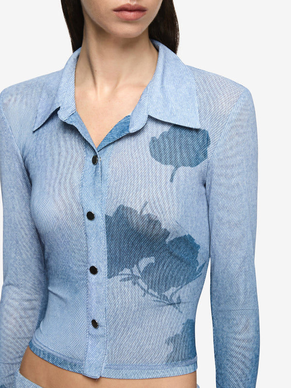 Musa Long Sleeve Top - Denim Floral