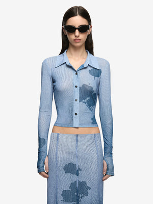 Musa Long Sleeve Top - Denim Floral