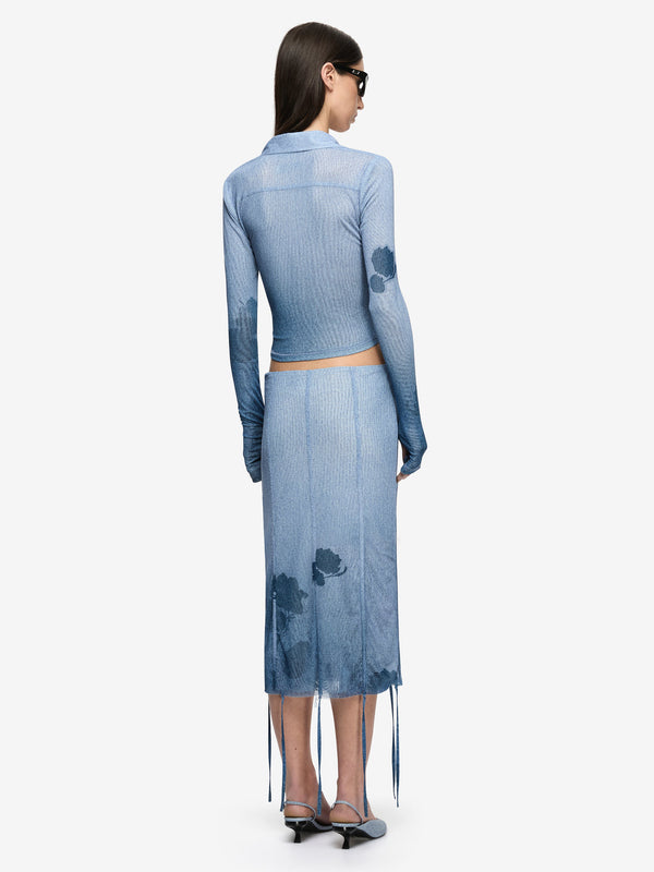 Musa Long Sleeve Top - Denim Floral