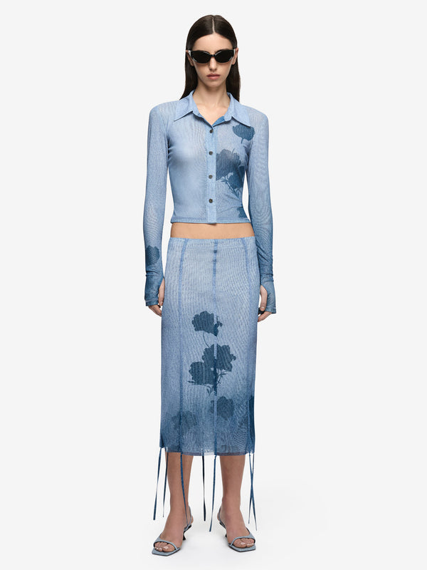 Musa Long Sleeve Top - Denim Floral