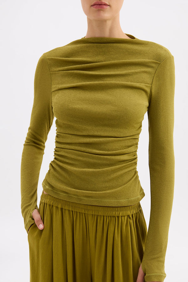 Calista Mesh LS Top - Avocado