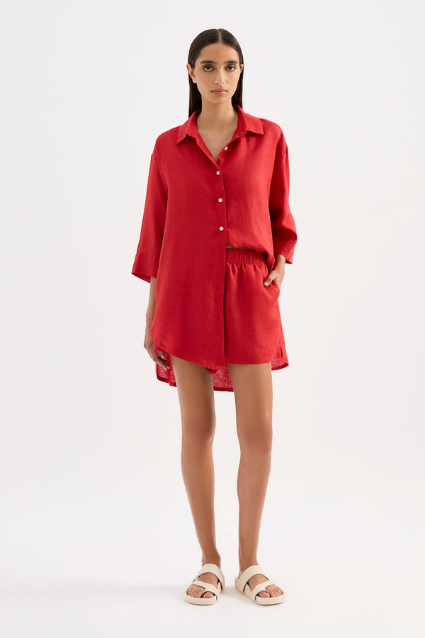 Lounge Linen Short - Vermillion