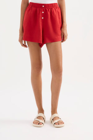 Lounge Linen Short - Vermillion