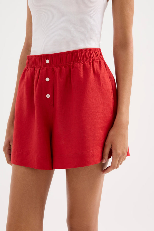 Lounge Linen Short - Vermillion
