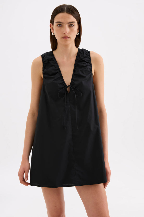 Cerie Poplin Mini Dress - Black