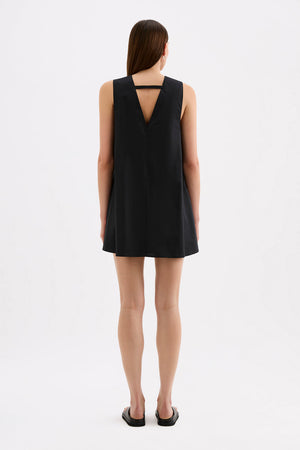 Cerie Poplin Mini Dress - Black