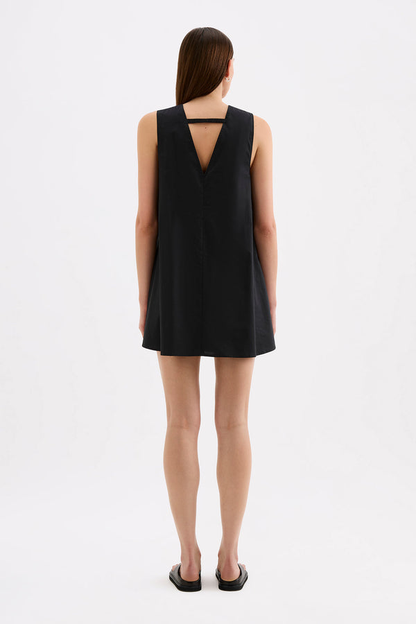 Cerie Poplin Mini Dress - Black
