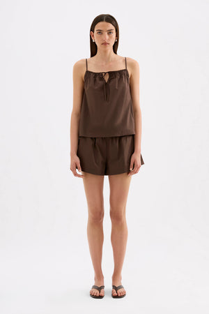 Cerie Poplin Top - Chocolate