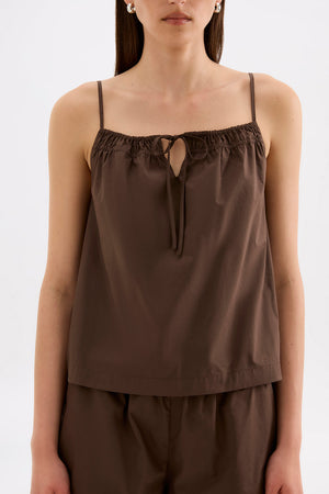 Cerie Poplin Top - Chocolate