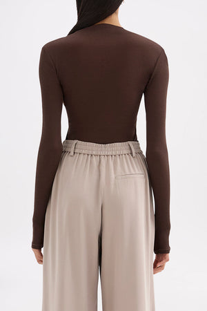 Aster Longsleeve Mesh Top - Chocolate