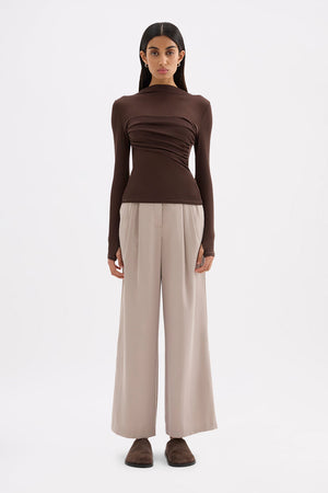 Aster Longsleeve Mesh Top - Chocolate