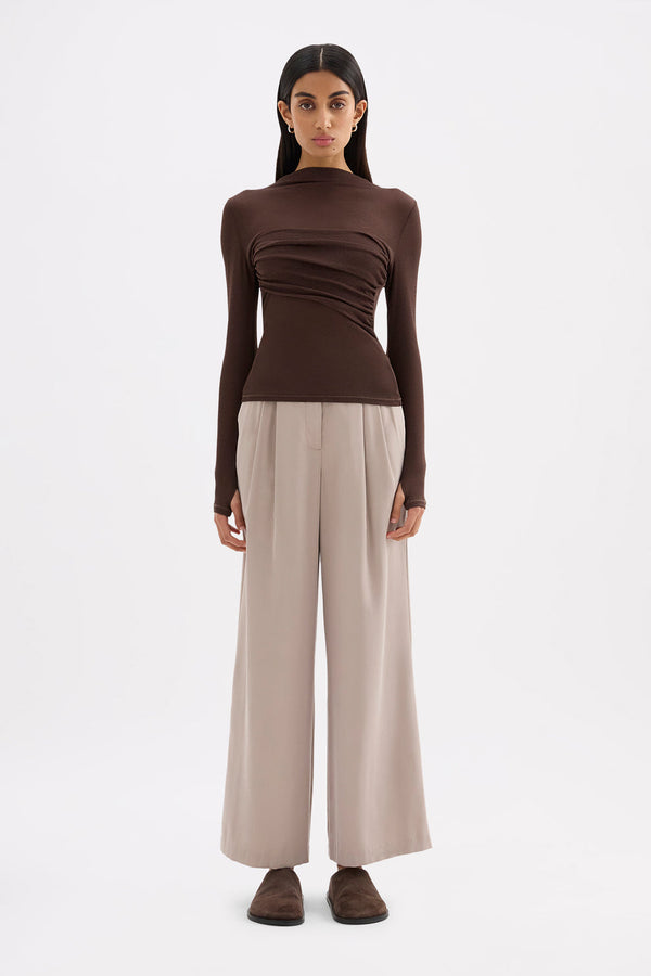 Aster Longsleeve Mesh Top - Chocolate