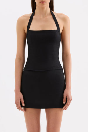 Carey Linen Top - Black