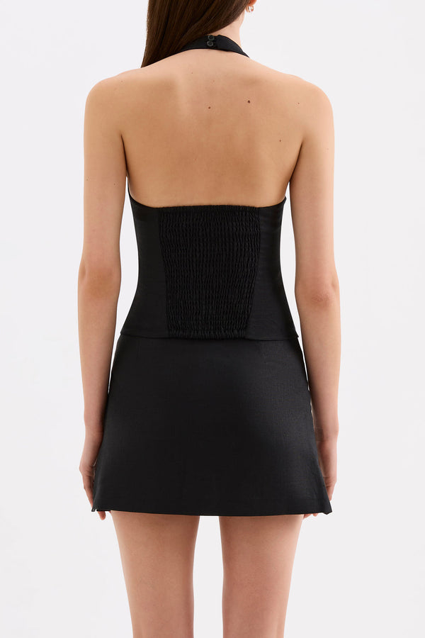 Carey Linen Top - Black