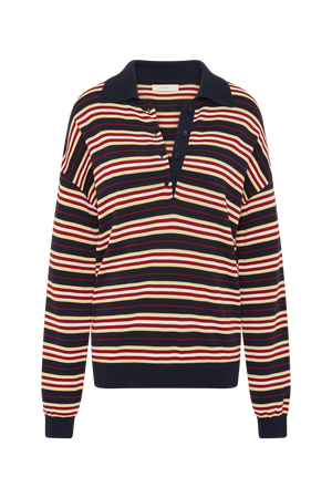 Harlow Oversized Polo - Cila Stripe Navy