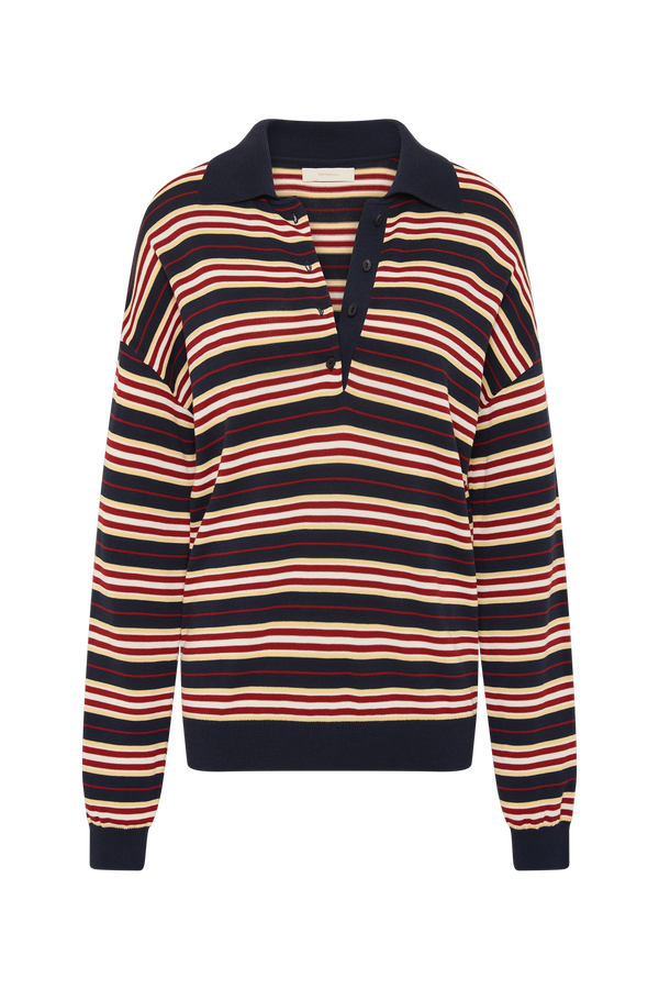 Harlow Oversized Polo - Cila Stripe Navy