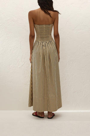 Lido Maxi Dress - Carmen Stripe Sand Cedar