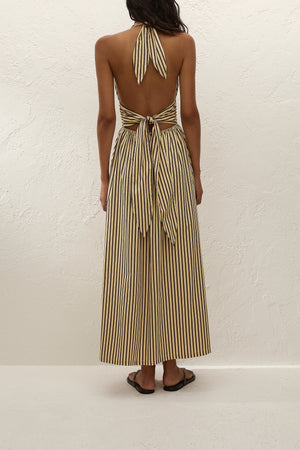 Lido Maxi Dress - Carmen Stripe Sand Cedar