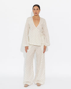 Sedona Pant - Vanilla/Black Polka Dot