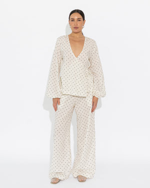Sedona Pant - Vanilla/Black Polka Dot