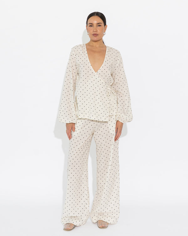 Sedona Pant - Vanilla/Black Polka Dot