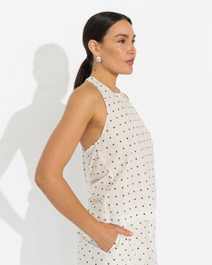 Sedona Halter Top - Vanilla/Black Polka Dot