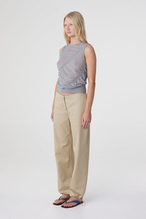 Hana Sheer Ruched Tank Top - Mist