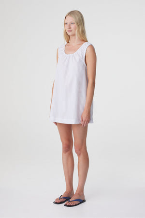 Isla Mini Dress - Blue Pinstripe