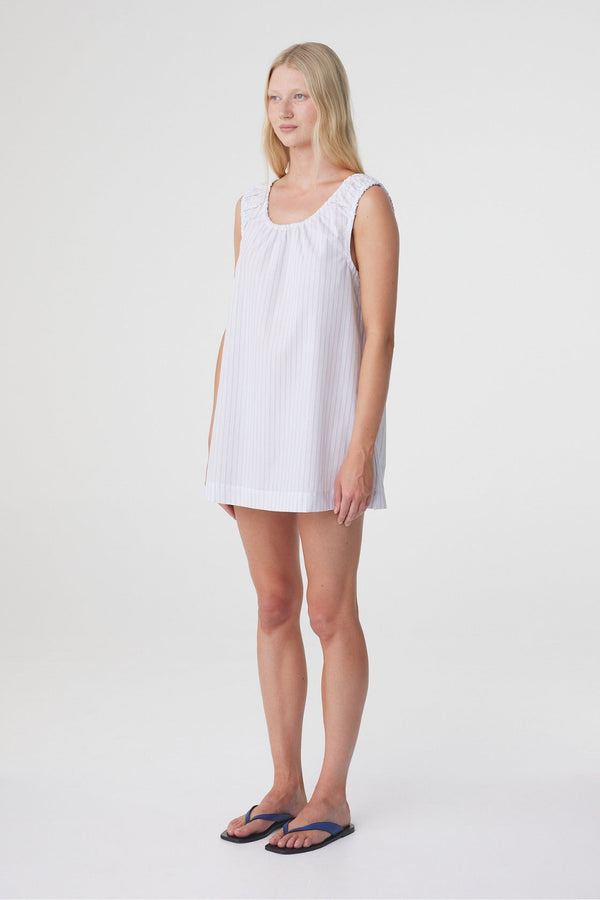 Isla Mini Dress - Blue Pinstripe