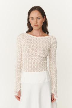Samantha Clover Lace Top - Creme