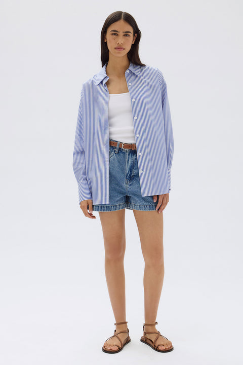 Signature Poplin Shirt Blue White Stripe