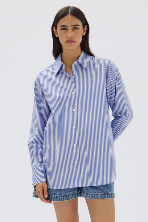 Signature Poplin Shirt Blue White Stripe