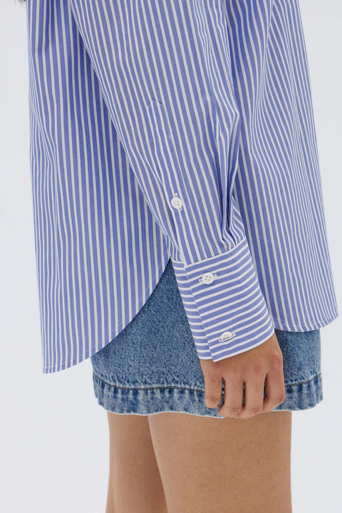 Signature Poplin Shirt Blue White Stripe