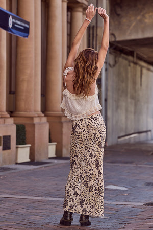 Snow Leopard Bias Maxi Skirt