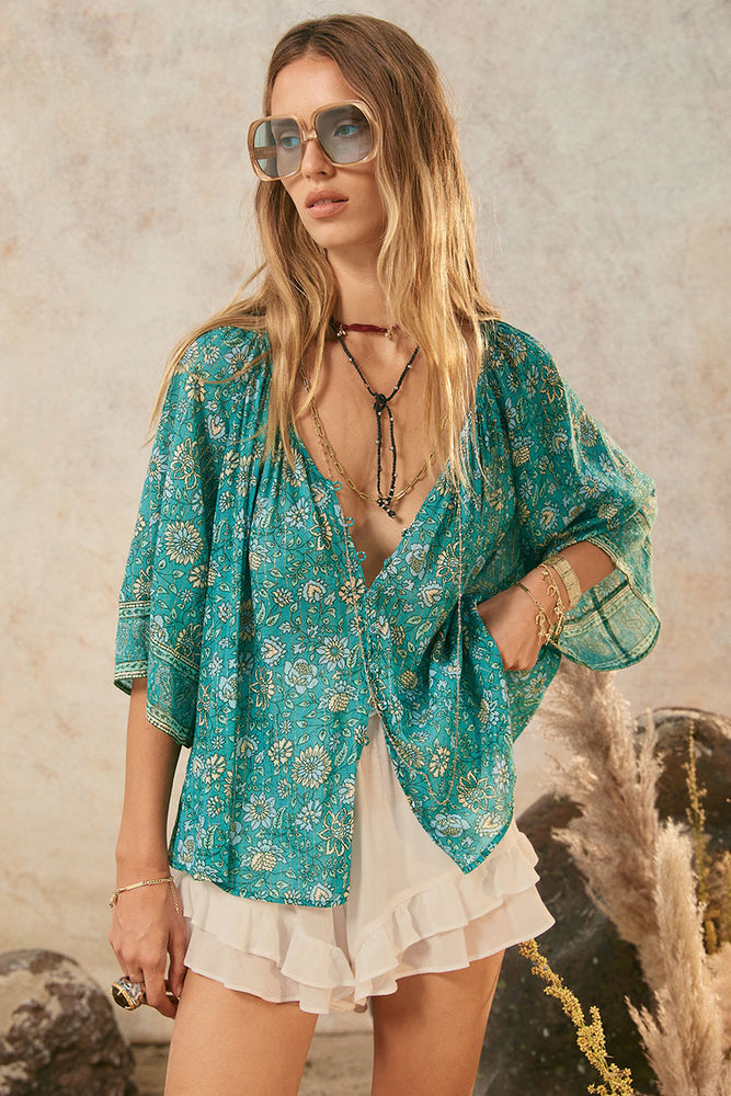 Elysian Short Sleeve Blouse - Jade