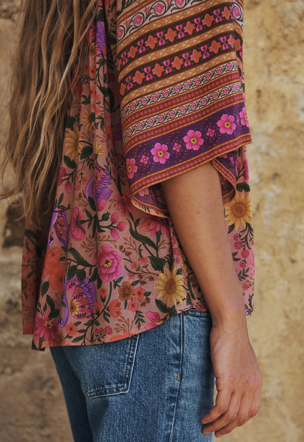 Swan Lake Short Sleeve Blouse - Lilac Rose